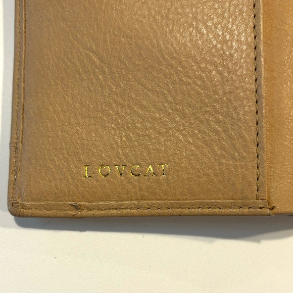 Lovcat Paris nude, carmel, camel, tan leather wallet with crystals heart - Picture 6 of 7